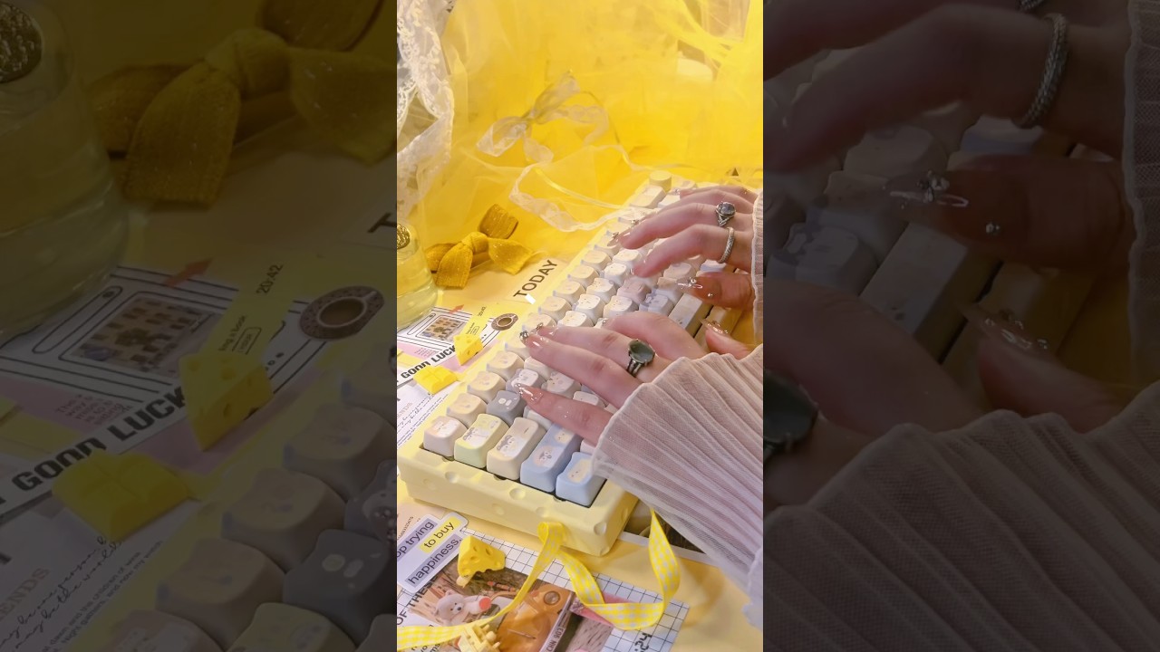 CHEESE KEYBOARD  | TYPING ASMR | pastel yellow customized mechanical keyboard | soothing satisfying