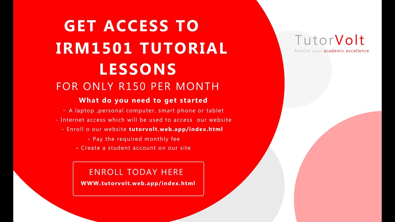 Tutorvolt lesson for IRM1501- Unit 1