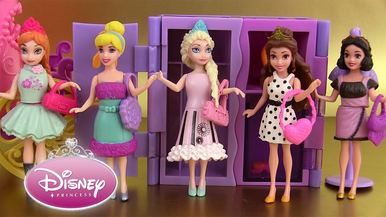 7 Poup&eacute;es Princesses Disney Magiclip V&ecirc;tements Polly Pockets S&eacute;ance d'essayage 2