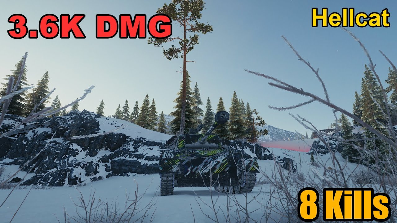 Hellcat - 3.6K Damage - 8 Kills - Map: Glacier - Server: EU | World of Tanks