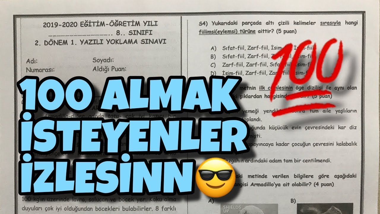 8.Sınıf Türkçe 2.Dönem 1.Yazılı Soruları