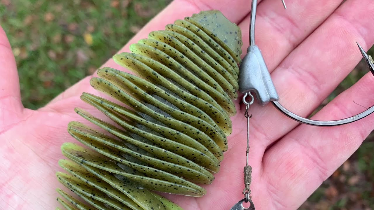 My favorite lure set up for bass right now. Bellows gill 5.8 with the owner flashy swimmer 8/0 hook