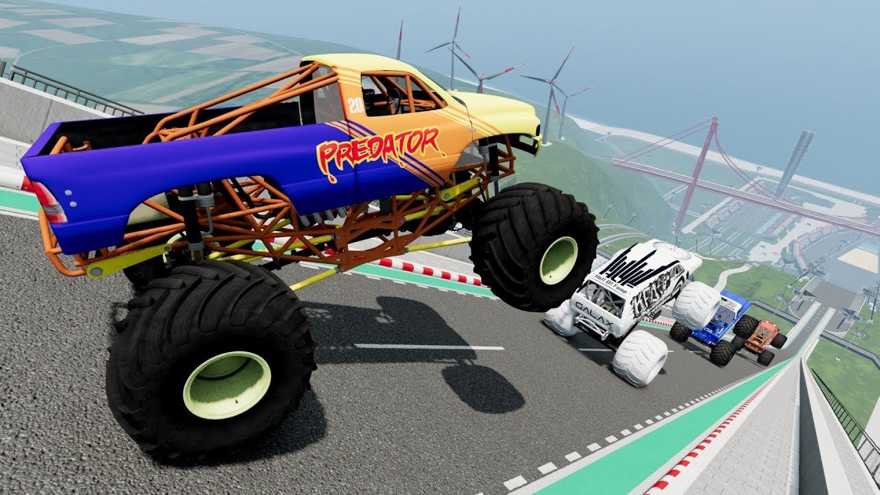 BMNG Random Car - Epic High Speed Monster Truck Jumps and Crashes #088 - BeamNG Drive