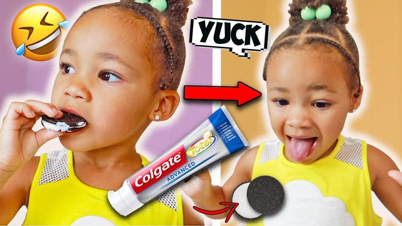 TOOTHPASTE OREO PRANK ON BABY SISTER