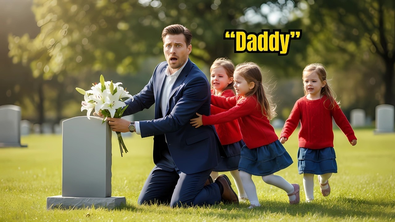 He came to his ex-wife’s grave to say goodbye – but three triplet girls appeared and called him ‘Dad