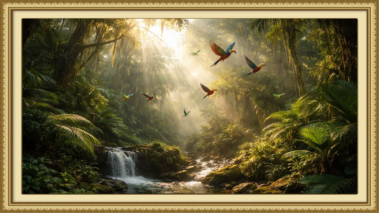 Tropical Rainforest at Sunrise | Ambient Art 4k Displays