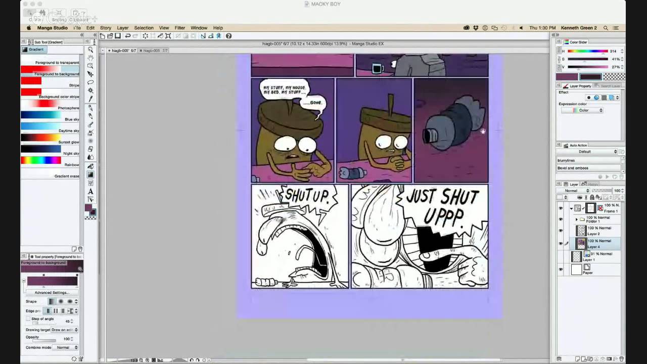 HiaGB finishing today's pages - 5/21/2015
