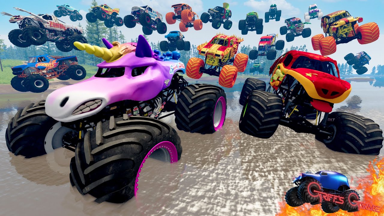 Monster Jam БЕЗУМНЫЕ битвы на монстр-траках в грязи и аварии на монстр-траках | Моды BeamNG Drive