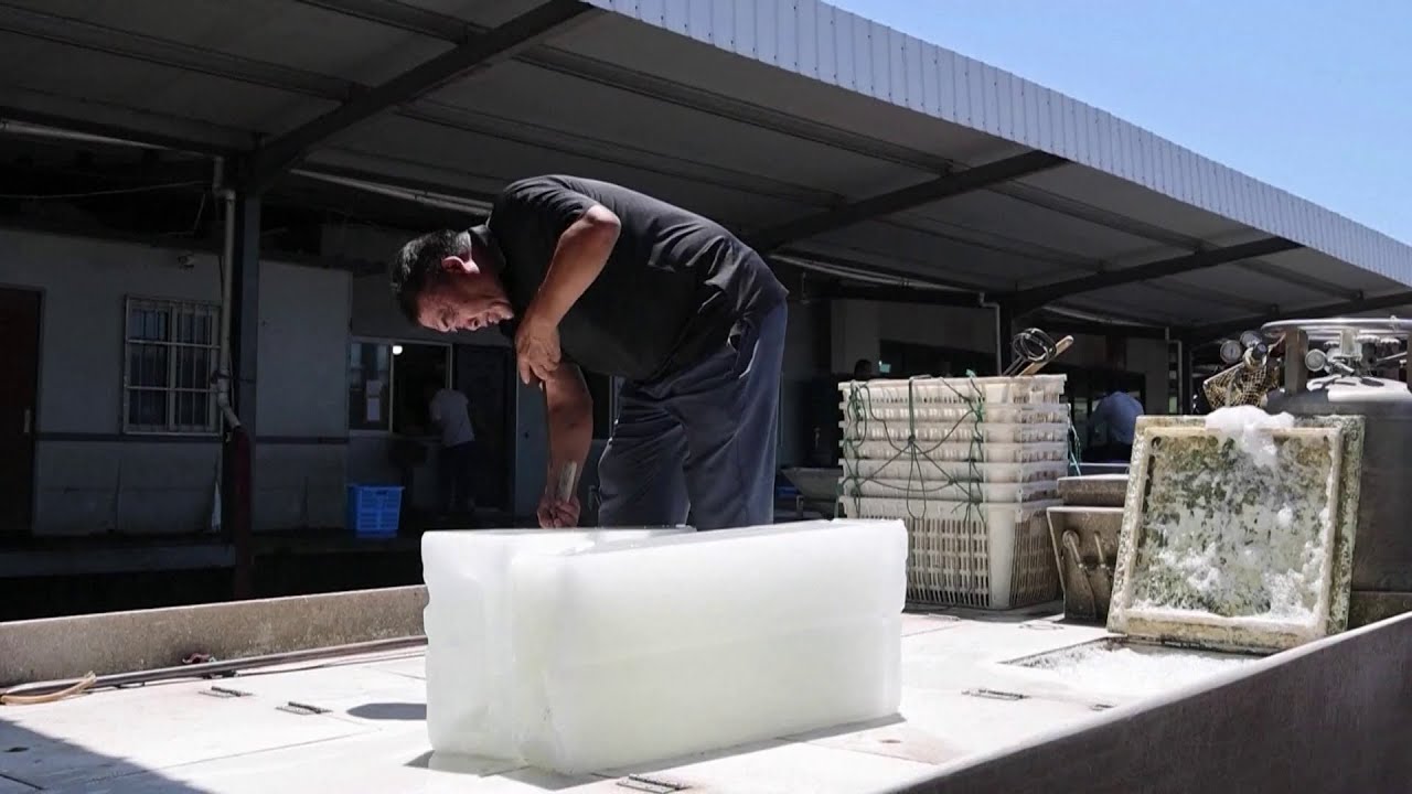 Ice Blocks in Hot Demand at China's Major Freshwater Fish Trading Hub