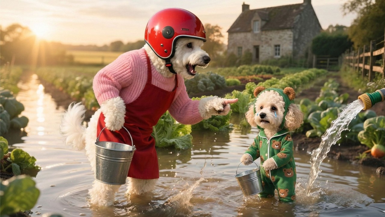 Happened while Baby Puppy 🦋🌱was watering vegetables? Mom Dog wasn't home🌊