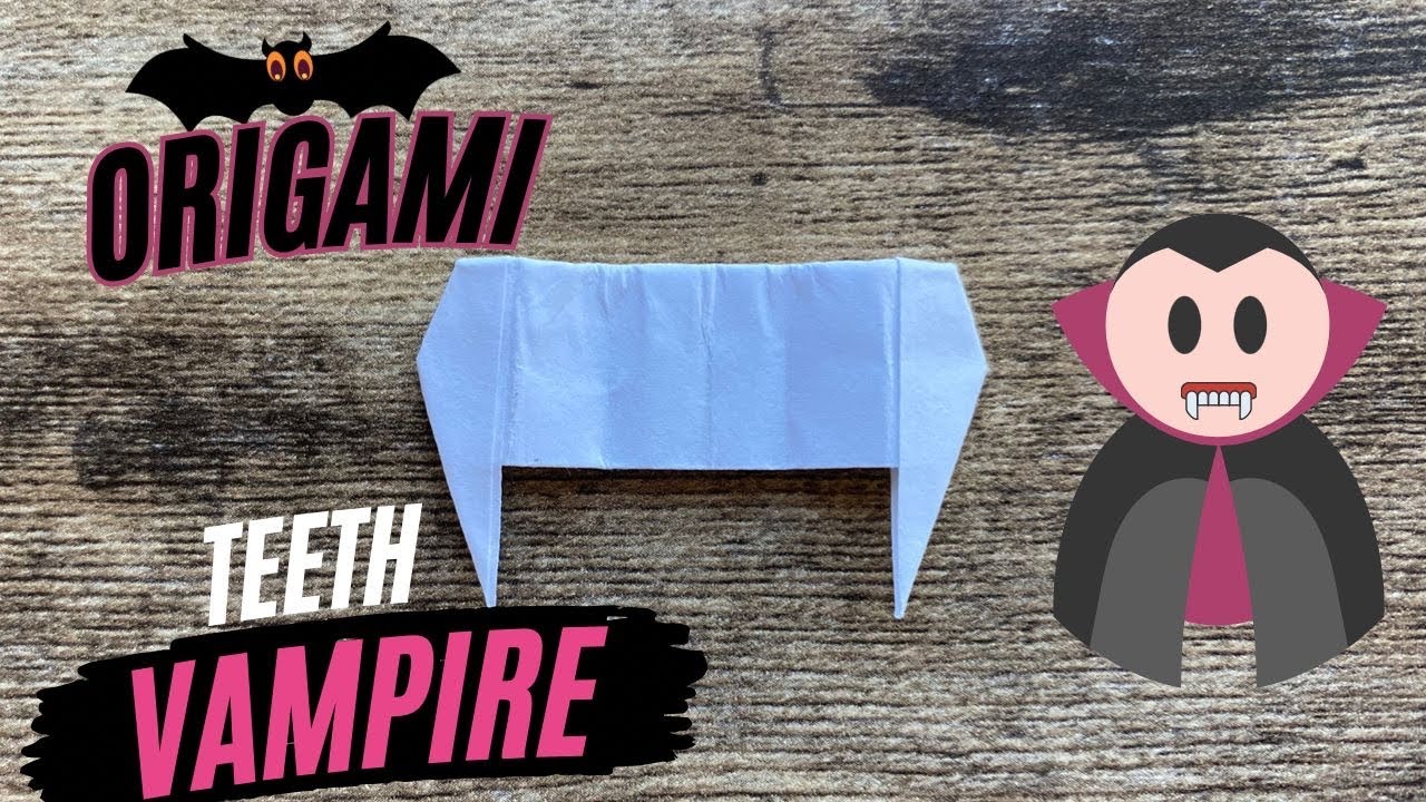 HOW TO MAKE VAMPIRE TEETH ORIGAMI FOR HALLOWEEN COSTUMES | DRACULA FANGS PAPER ORIGAMI TUTORIAL
