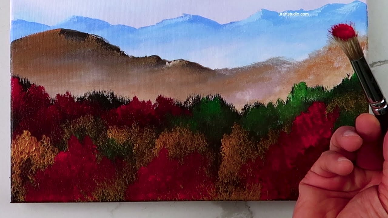 A Symphony of Autumn Tones: Painting the Serene Mountain Landscape