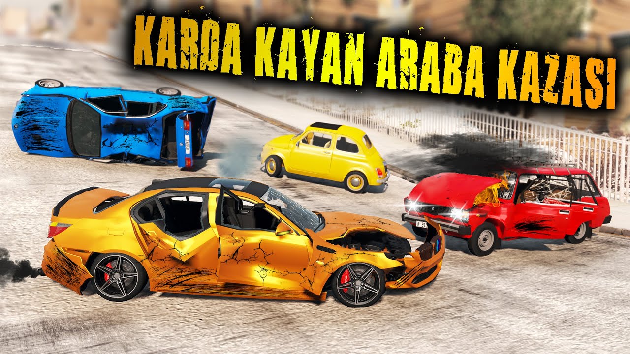 KARDA KAYAN ARABA KAZALARI // FREN TUTMAZ BUZ YOLLAR // BeamNG.drive // ICE ROAD