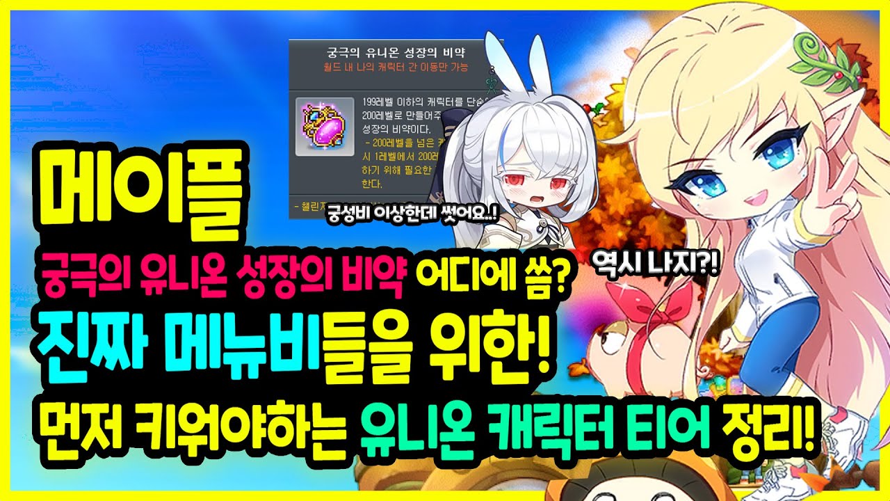 [메이플] 테라버닝 캐릭터? 궁성비 어디에 씀? 진짜 메뉴비들을 위한! 우선적으로 만들어야 하는 🎶 유니온 캐릭터🦸‍♀️ S 부터 티어별로 정리하기🚀