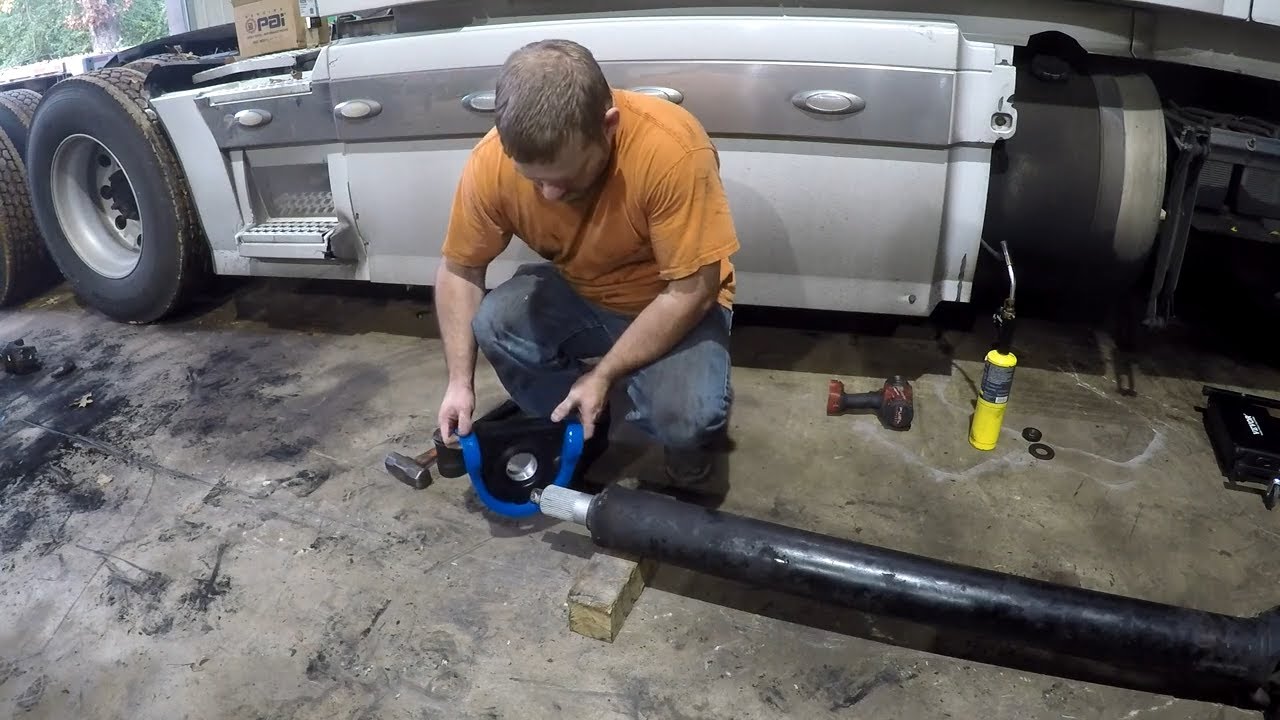 Driveshaft Carrier bearing time on the semi truck, Oh what fun! Swing bearing Replace