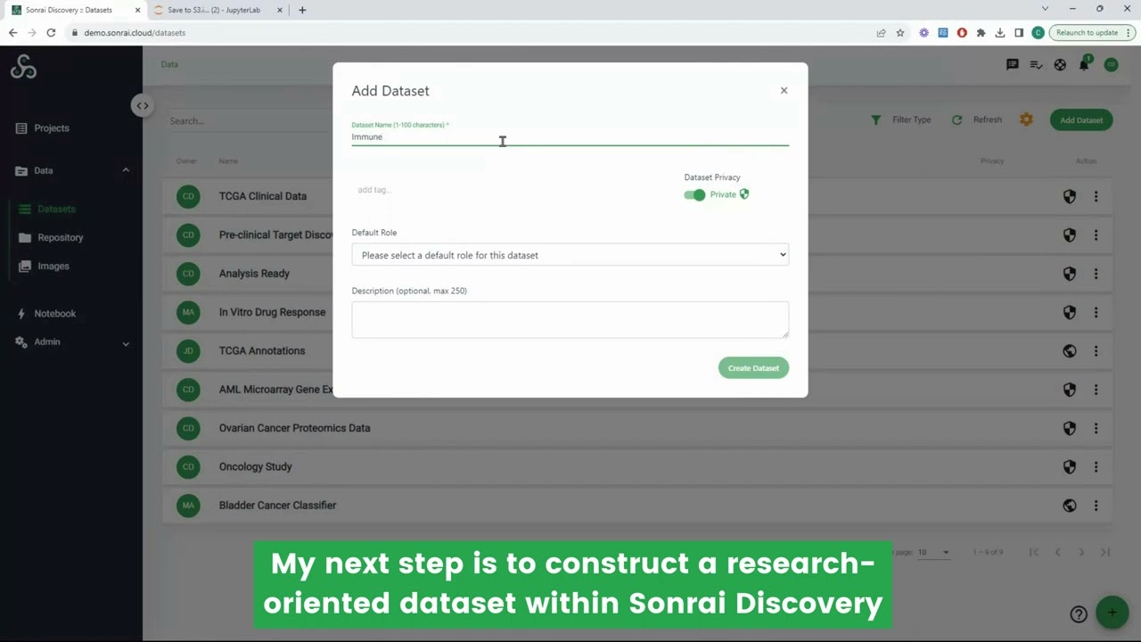 Jupyter Notebook and Sonrai Discovery