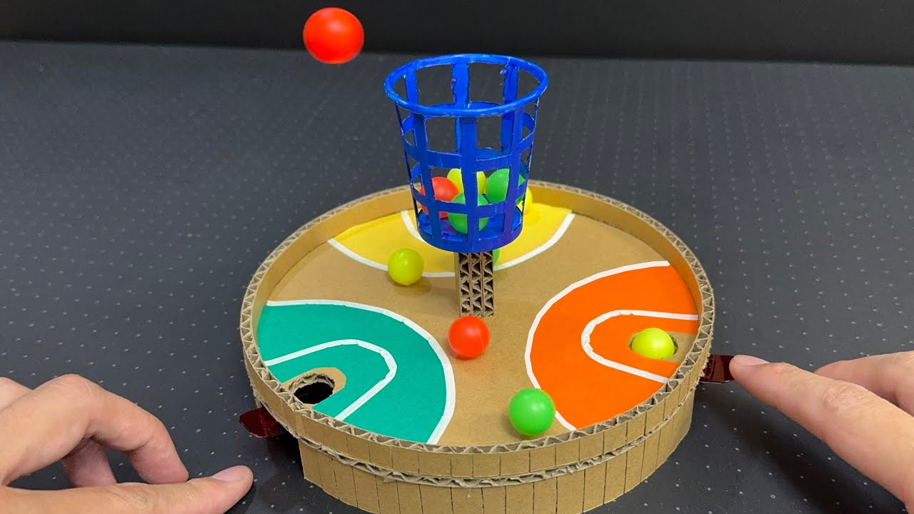 Carnival Style Ball Toss Game Made from Cardboard