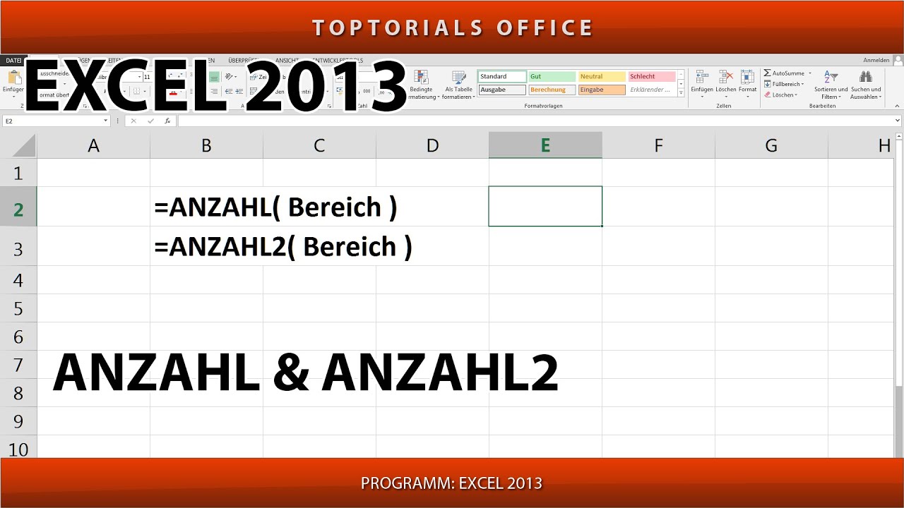 Anzahl und Anzahl2 / Anzahl mit Zahlen & nicht leere Zellen ermitteln (Excel)