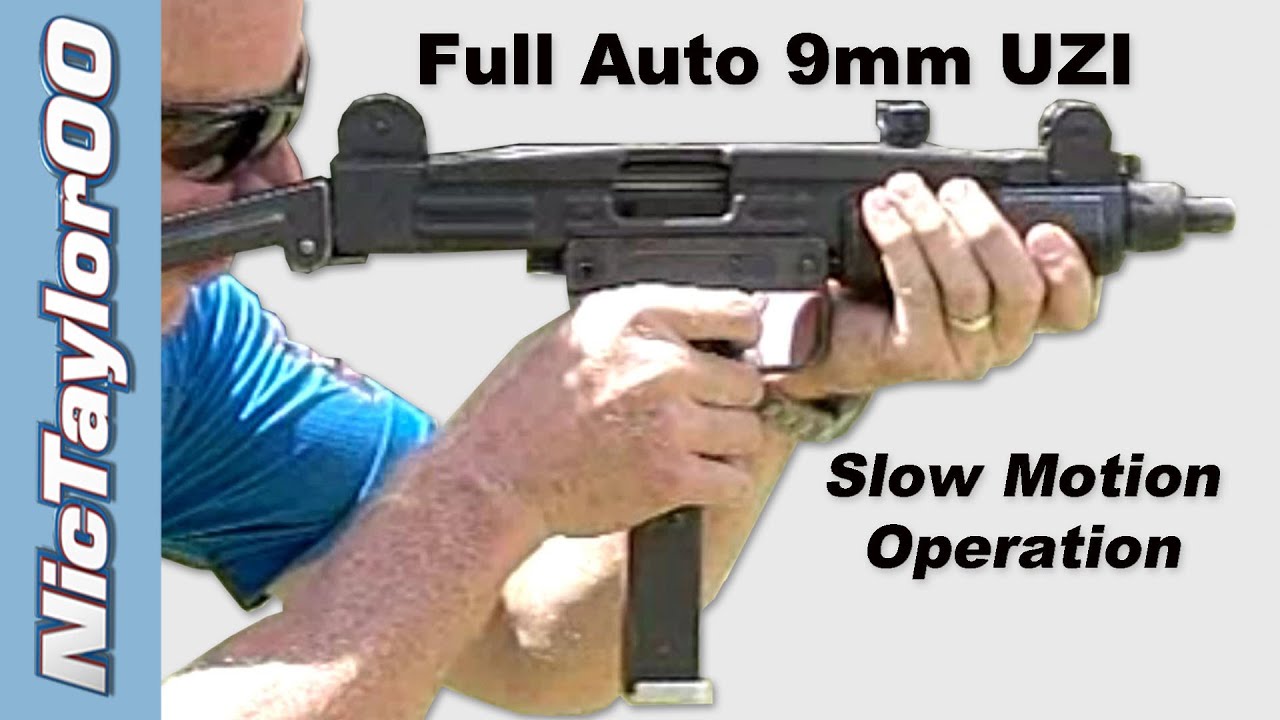 UZI 9mm Full Auto 9mm - Slow Motion Video