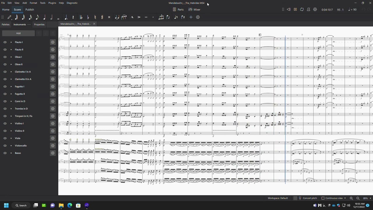 MuseScore 4 with Muse Sounds on Mendelssohn - The Hebrides (overture)(Fingal's Cave)