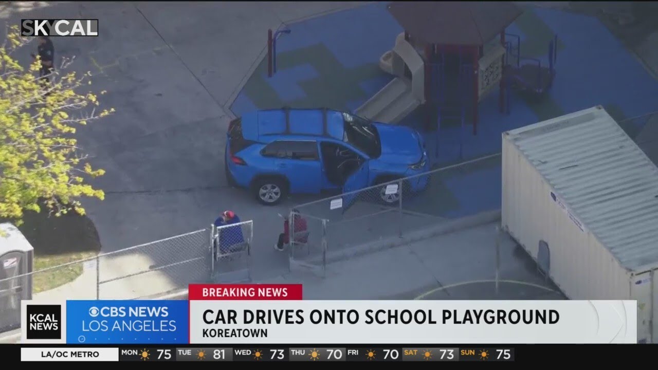 No injuries reported after car veers onto school playground in Koreatown