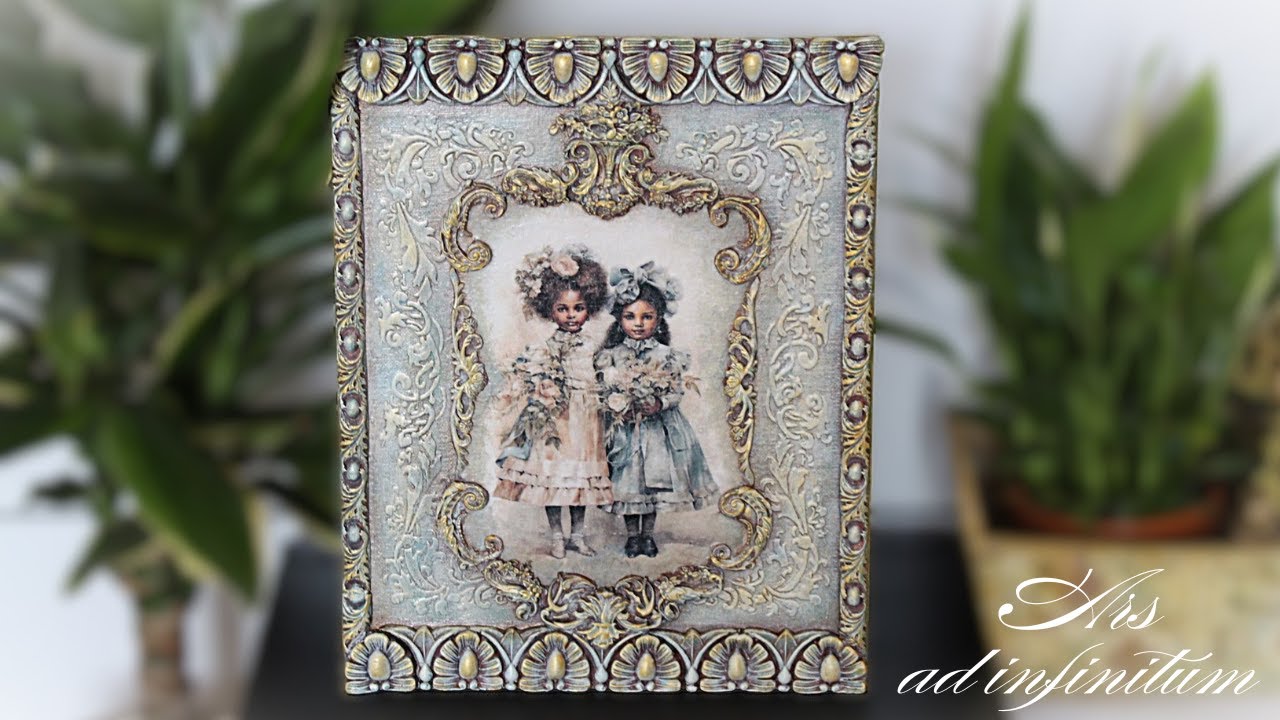 Decoupage on canvas. Vintage panel. / Decoupage na pł&oacute;tnie. Panel vintage. Decoupage tutorial.