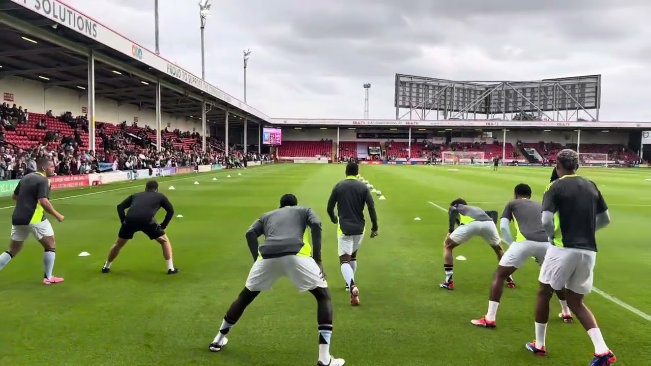 Aston Villa v Athletic Bilbao at Bescot Stadium. Players warming up.