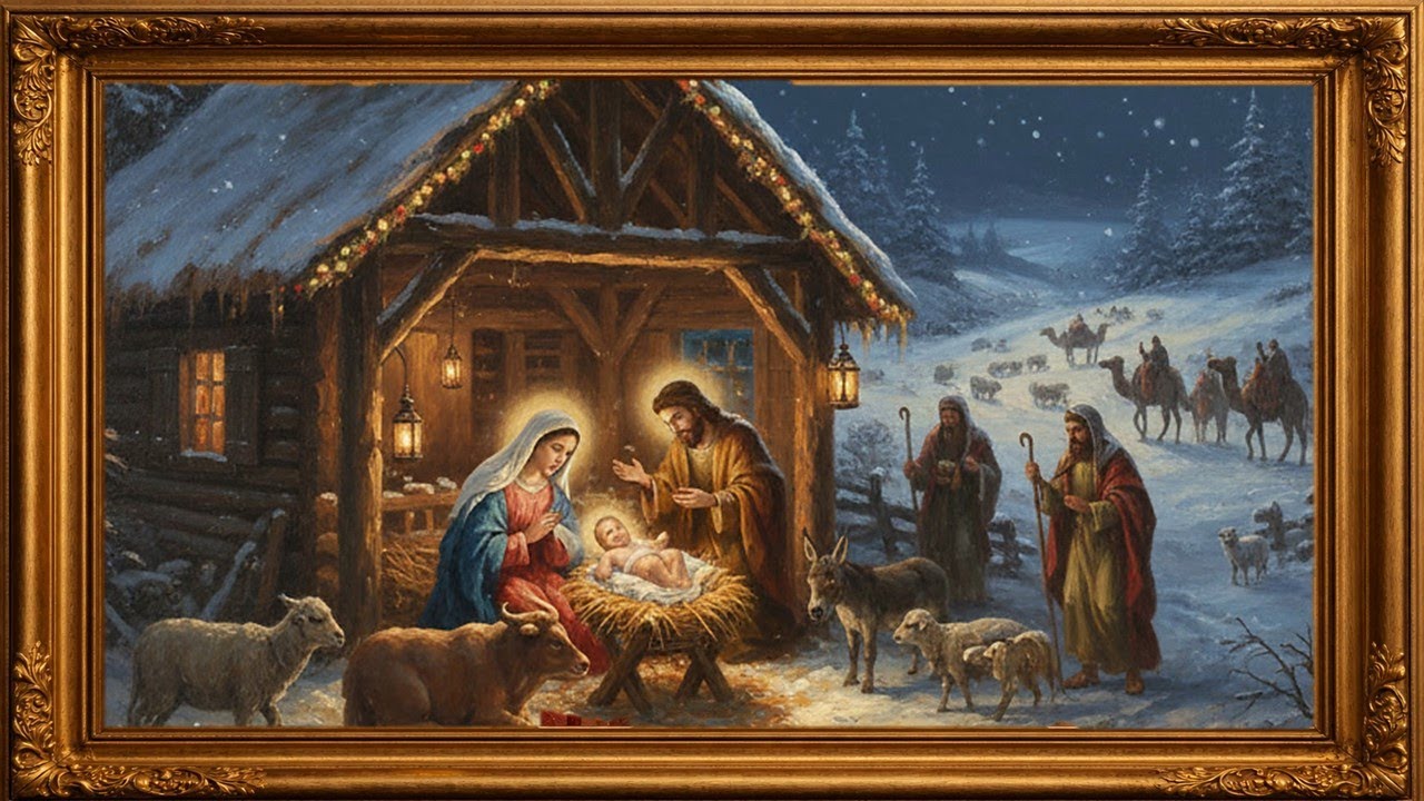 Art Screensaver | Framed TV | Escena navideña nacimiento | 4K TV