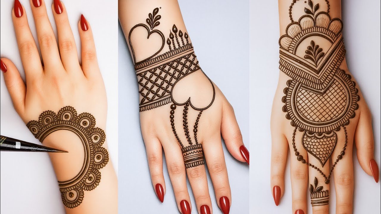 बहुत ही सिंपल तीन तरह की मेहंदी डिजाइन || Simple Mehndi ke Disign || Simple Mehndi Design || Mehndi 