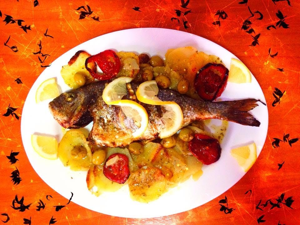 Dorada al horno al estilo marroquí . Peste la cuptor in stil marocan.elparaisodelossabores