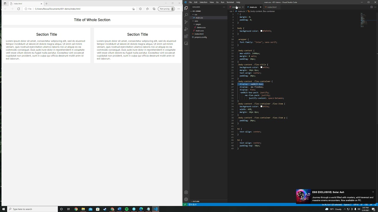 Basic Sass Tutorial with Flex Boxes