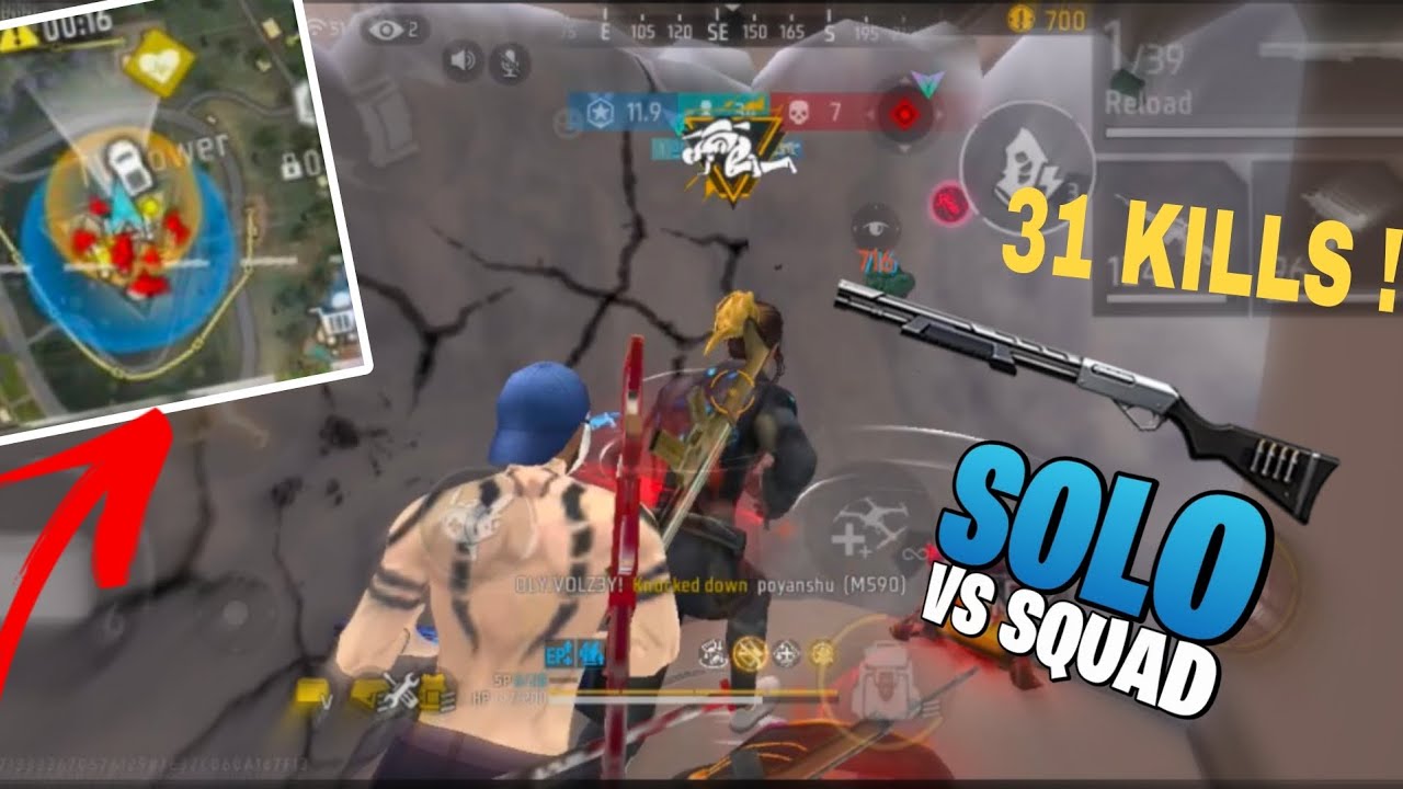 31 KILLS ! FREE FIRE 🇮🇳 | SOLO VS SQUAD | NO CUT NO EDIT GAMEPLAY 🏆