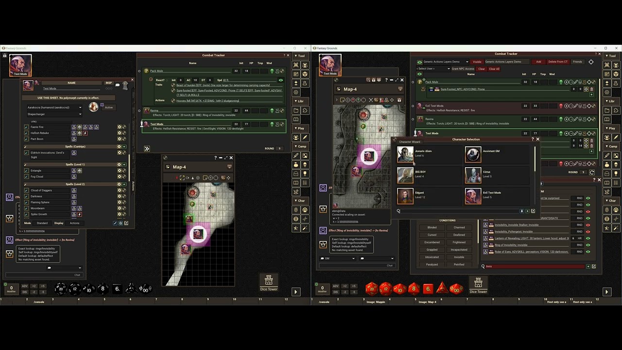 FGU Combat Groups Extension v1.65 Demo of setting token visibility based on Visible effects.