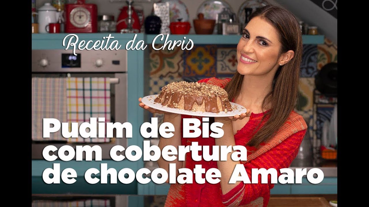 Pudim de Bis com cobertura de chocolate Amaro