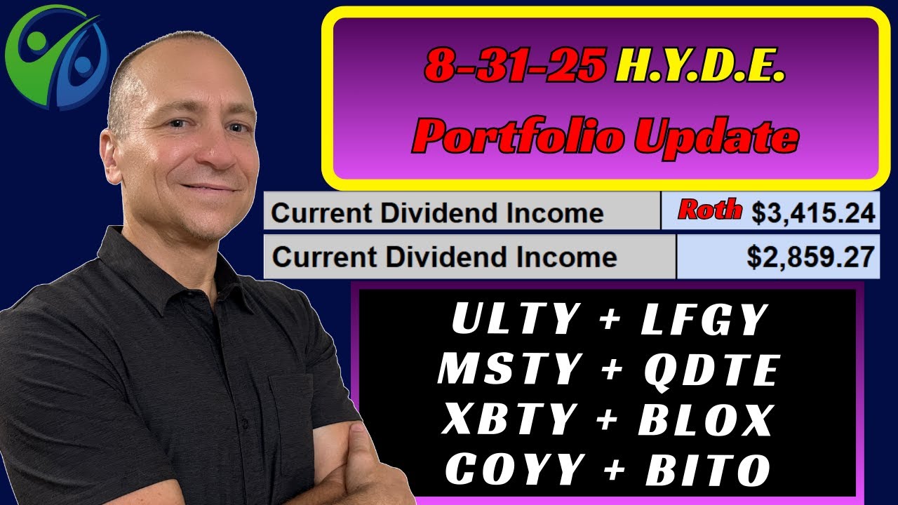 High Yield Dividend ETF Portfolio update for 8-31-25 #MSTY  #ULTY #yieldmax  #LFGY #XBTY #qdte #bito
