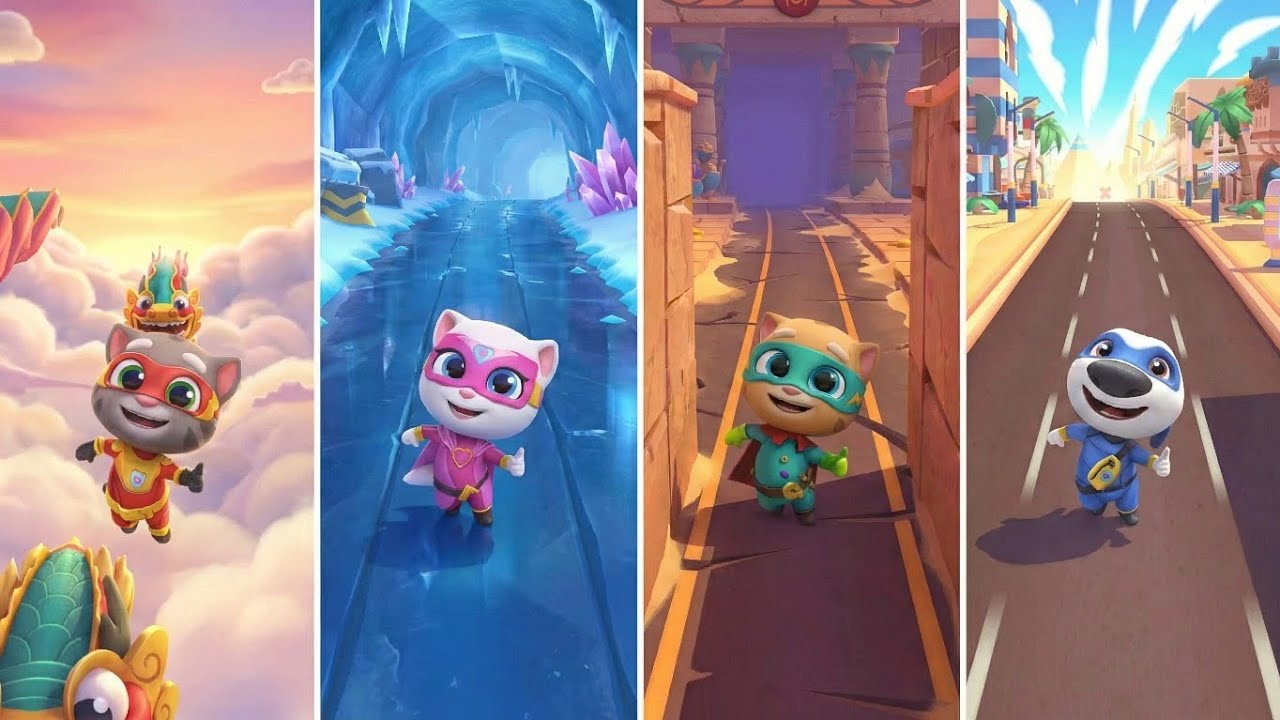 Talking Tom Hero Dash: Super Tom,Super Angela,Super Ginger,Super Hank (Android/iOS) Gameplay