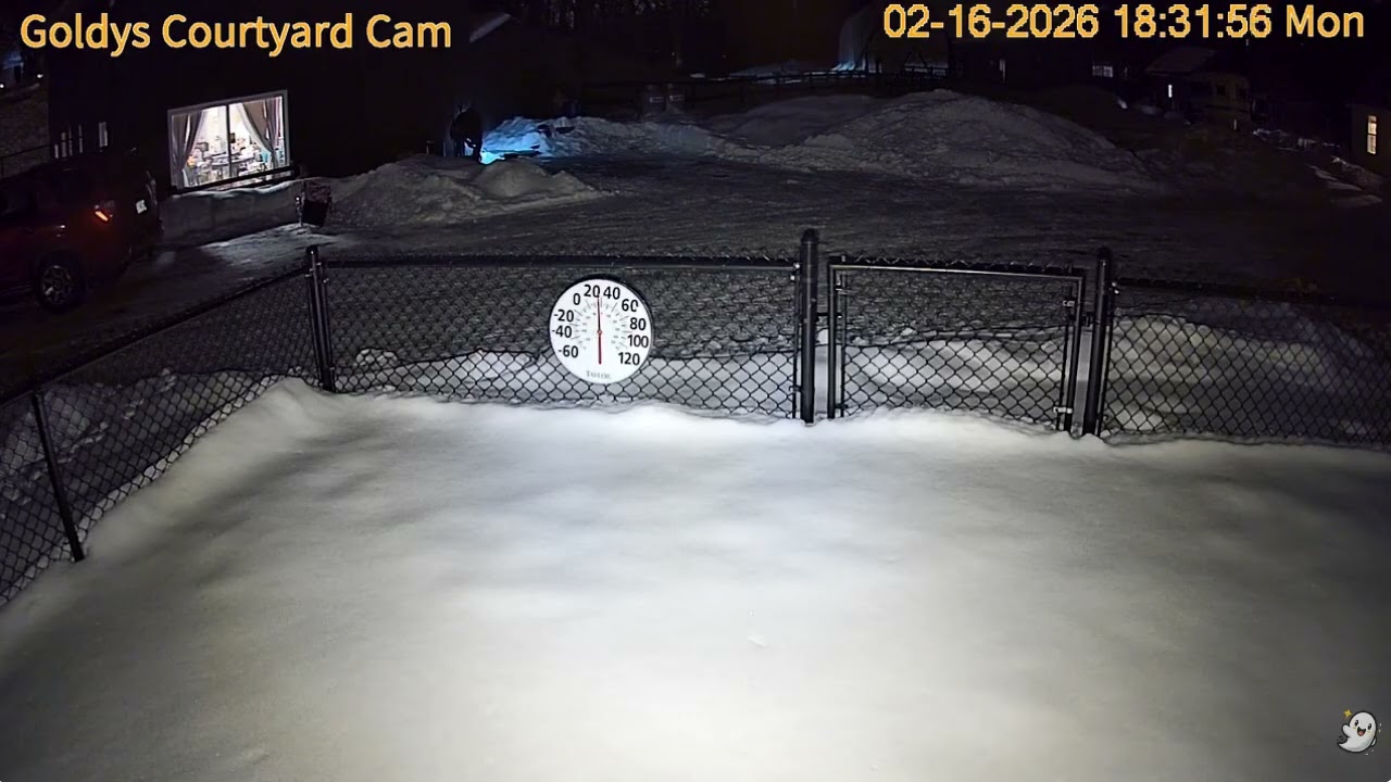 Goldy's Courtyard   629pm ET drives up after barn duties;629pm Nick bld water then walks up 2162026