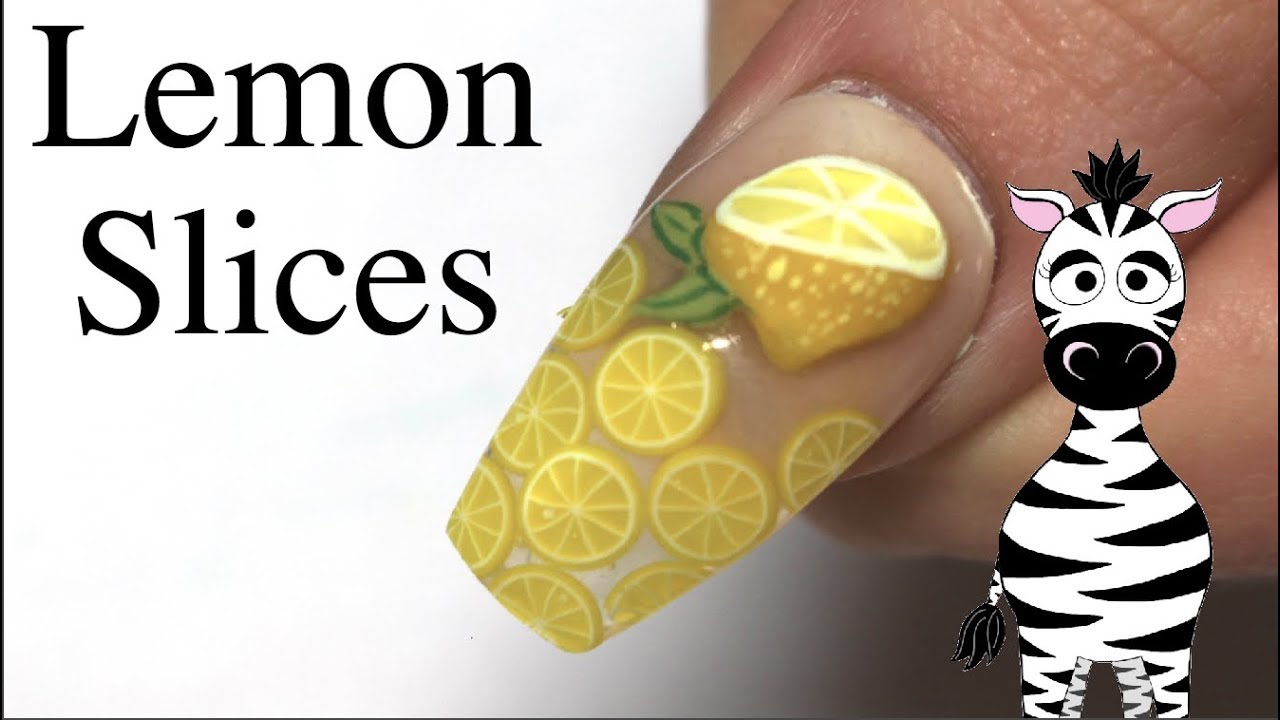 3D Lemon Slices Acrylic Nail Art Tutorial | Fimo Cane