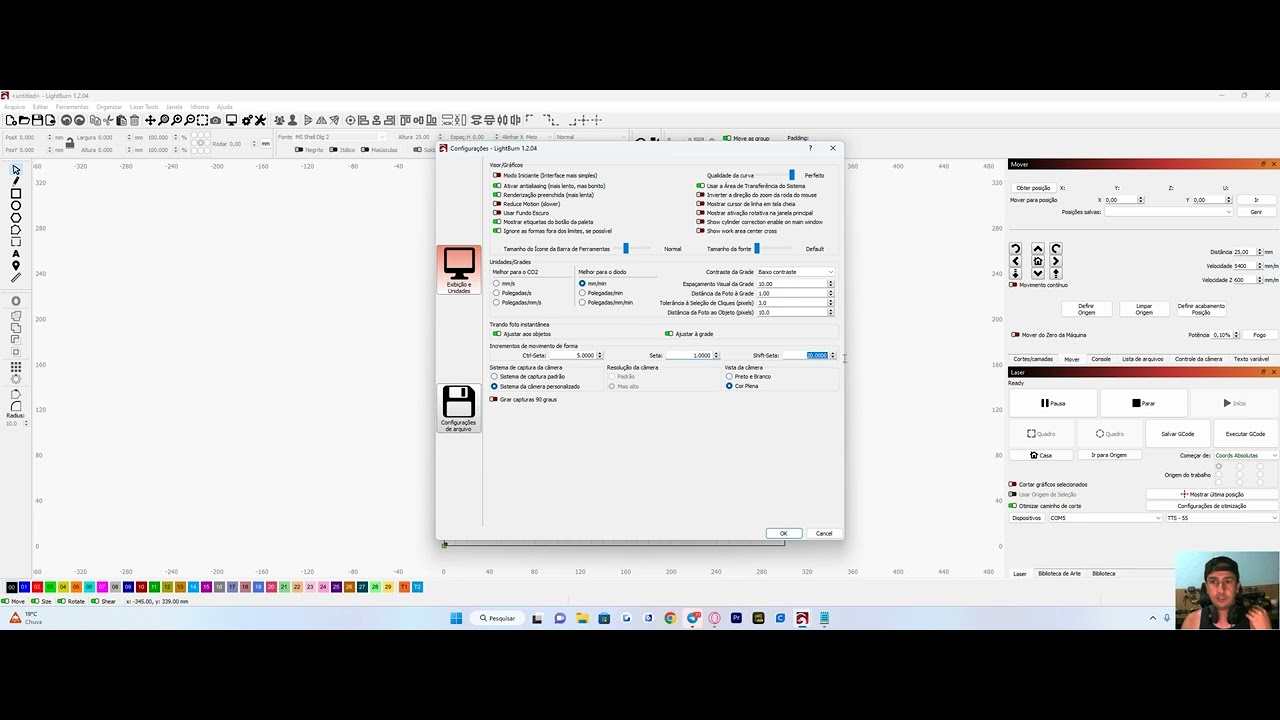 Aula 02 - Configurações Básicas para utilização do Lightburn.