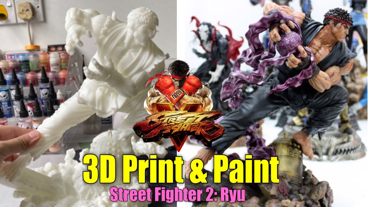 3D-печать и покраска - фигурка Рю из Street Fighter в масштабе 1/6, смола, SLA.