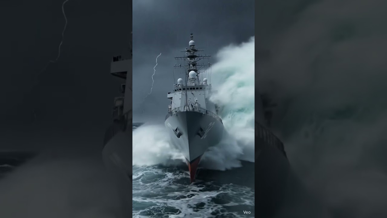 &ldquo;US Navy Warship Battling Epic Storm.&rdquo; #Navy #military history #navyships #oceanwaves