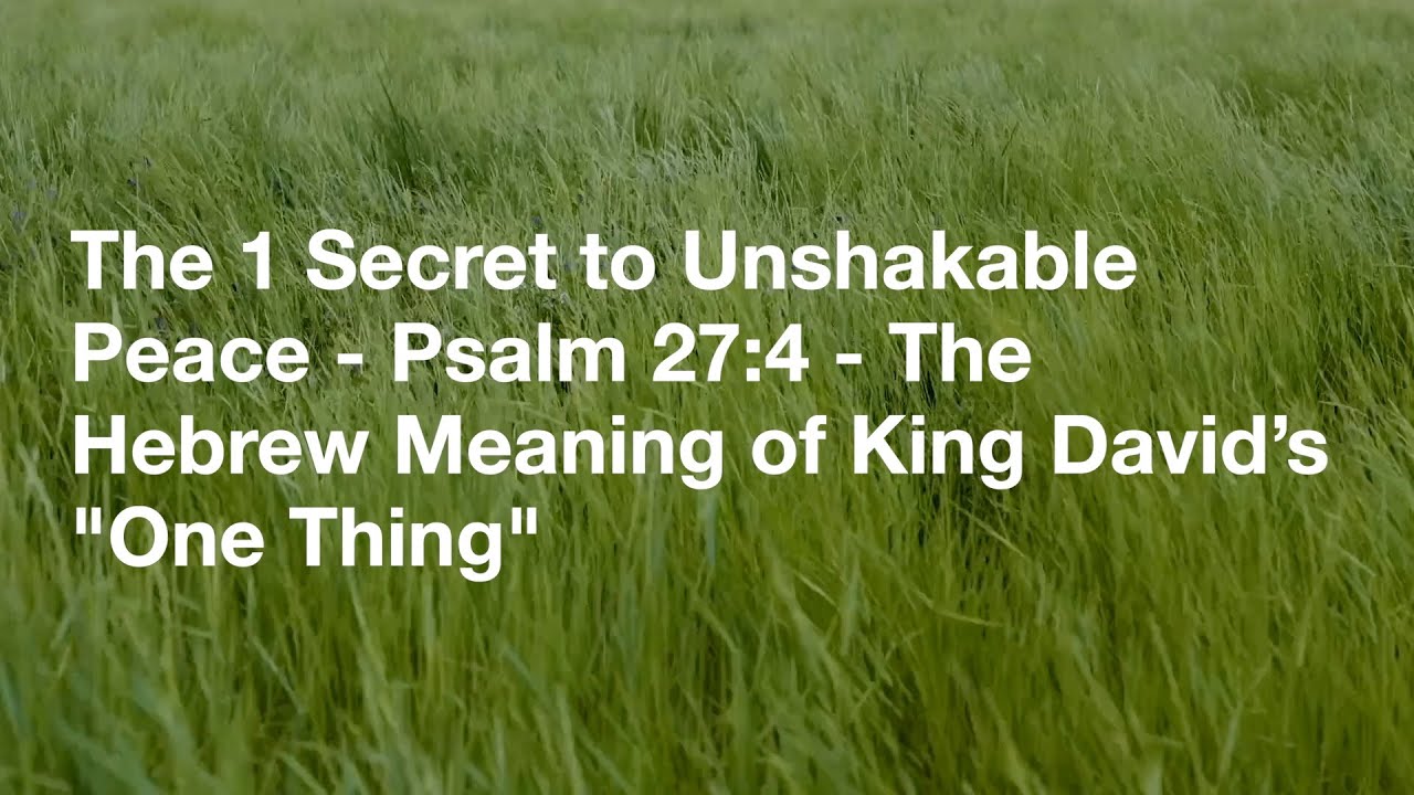 The 1 Secret to Unshakable Peace - Psalm 27:4 - The Hebrew Meaning of King David’s 