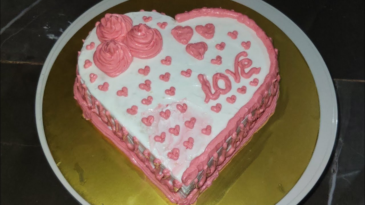 Homemade Valentine Special Cream Cake  #ValentinesDayCake#ValentinesSpecial#LoveCake#HeartShapeCake