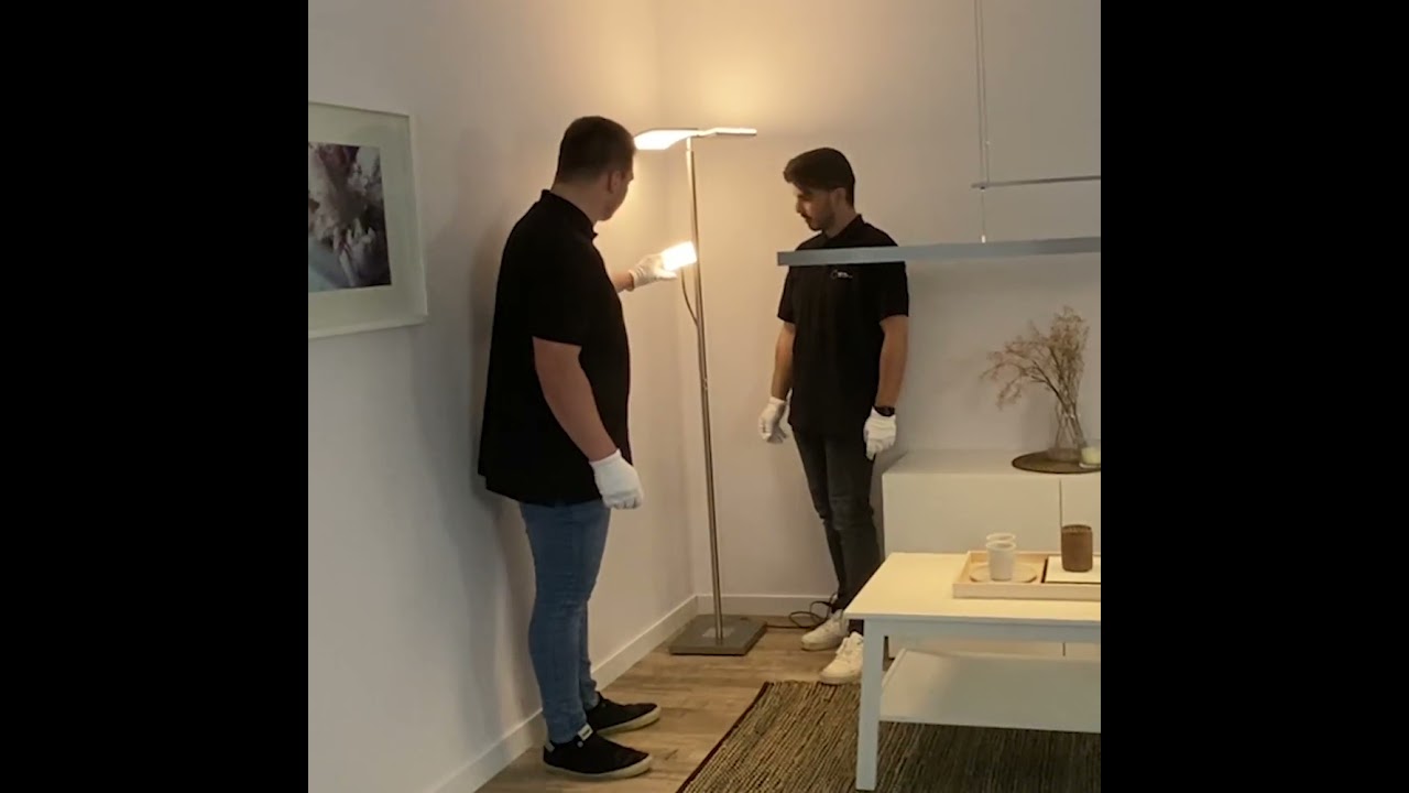 LED-Deckenfluter, stahlfarbig, Lesearm, dimmbar, inkl. Touchschalter