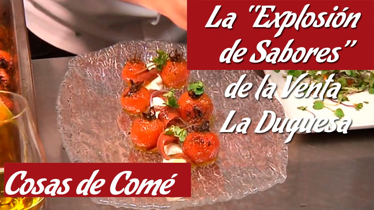 Receta de ensalada de tomates cherry, crema de queso y anchoas de la Venta La Duquesa