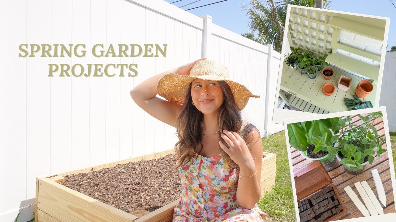 GARDEN PROJECTS | starting my first cut flower garden, styling my potting bench, DIY herb markers