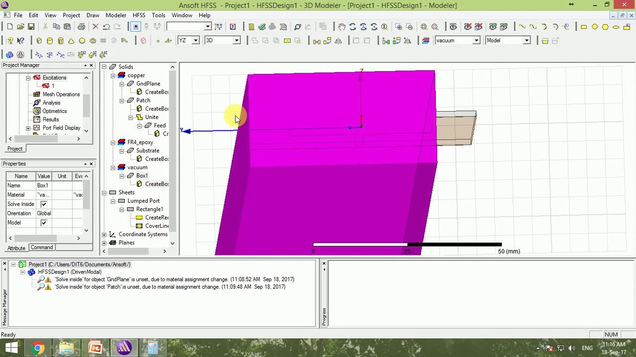 Design Rectangular Patch Antenna using HFSS Part - 1