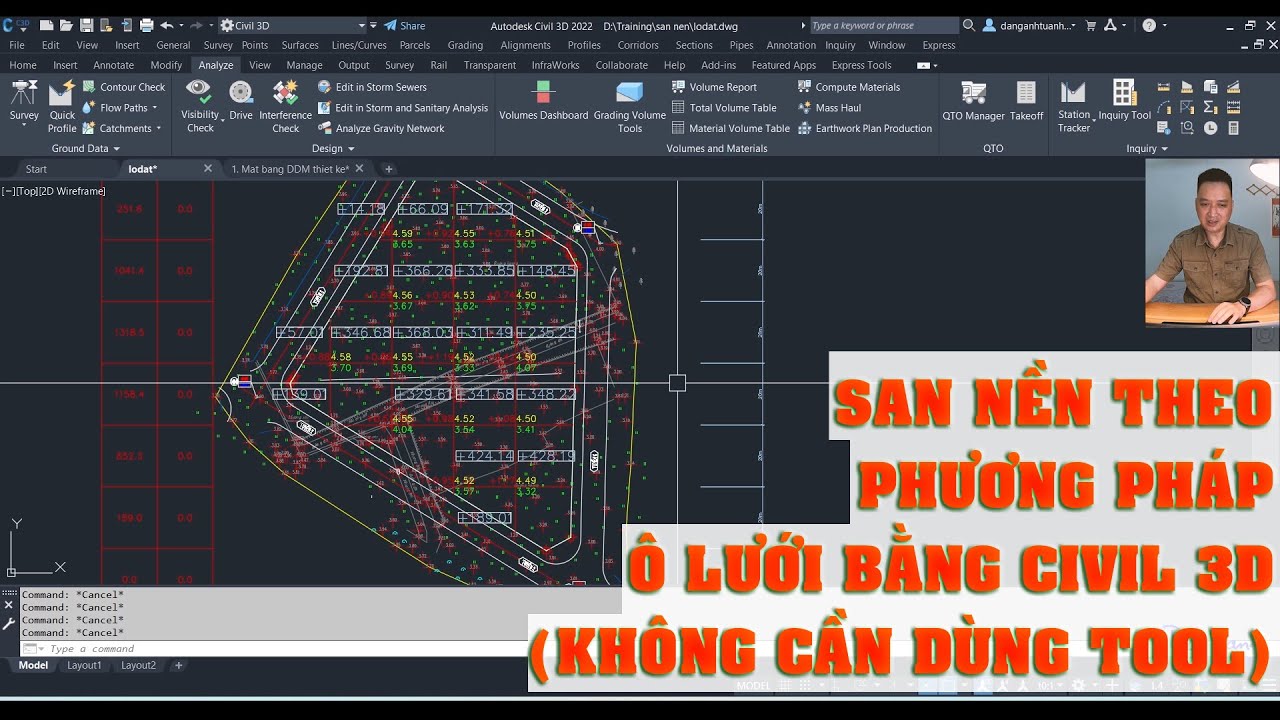 Thiết kế, tính toán khối lượng san nền theo phương pháp ô lưới bằng Civil 3D (không cần dùng Tool)