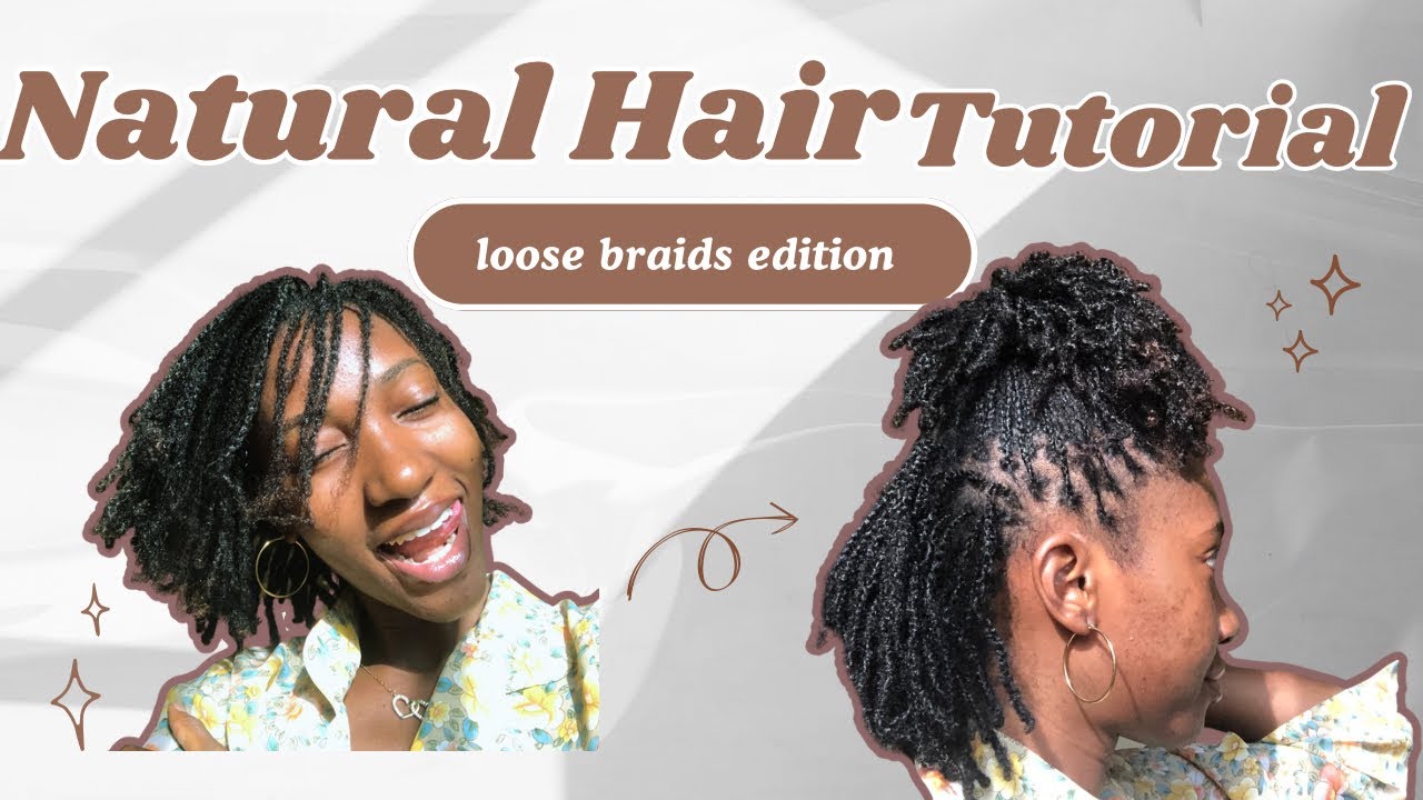 Stop making boring braids with your natural hair❌, try this pretty loose braids instead🤭🎀