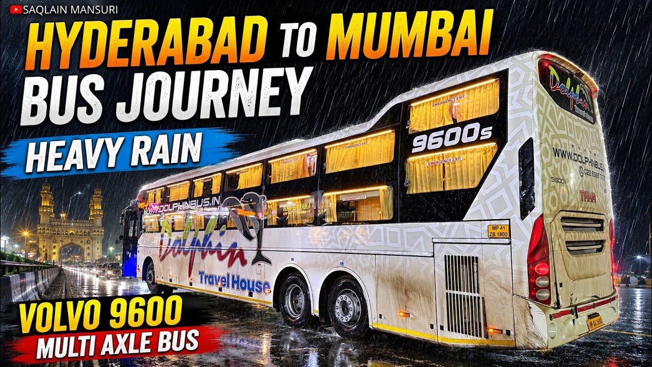 Vlog wth Driver's🔥 Hyderabad To Mumbai Bus Journey🚌 Dolphin Volvo 9600 Multi-axle Bus🚀 Heavy Rain⛈️